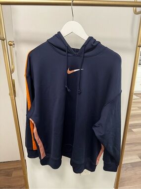 Nike Women’s Navy Hoodie with Orange and Pink Accents